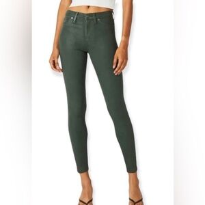 NWT Hudson Jeans 29 High Waist Ankle Super Skinny Barbara Coated Forest Green